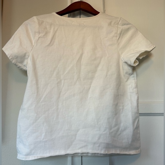 Madewell Cream Short Sleeve 100% Cotton Top Size Medium - Picture 4 of 6